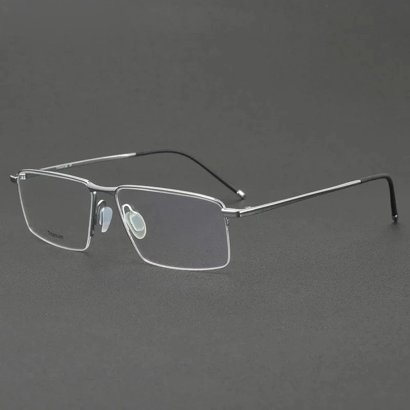 Aimee Men's Full Rim Rectangular Square Titanium Eyeglasses P-8736 - Silver | Aimee at FuzWeb