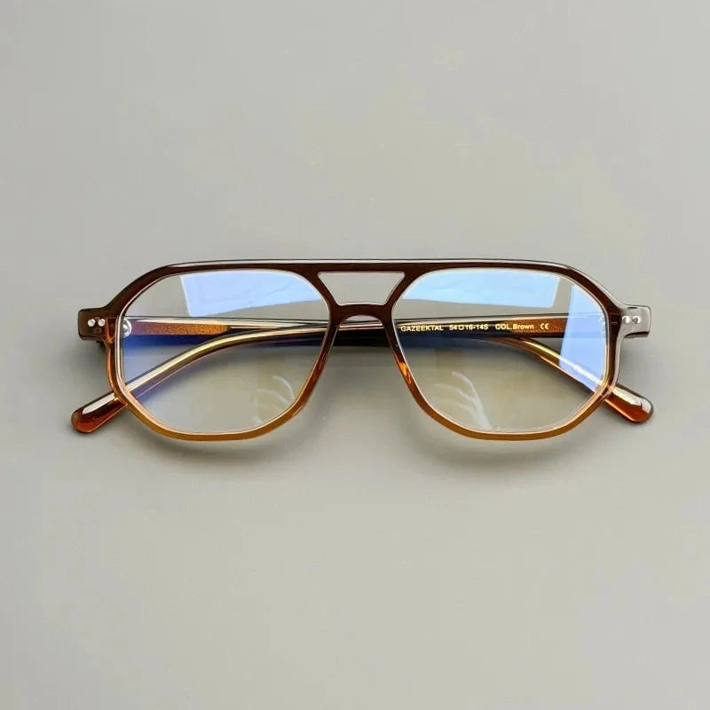 Aimee Unisex Full Rim Pilot Square Acetate Eyeglasses PB8179 - Tea-Brown