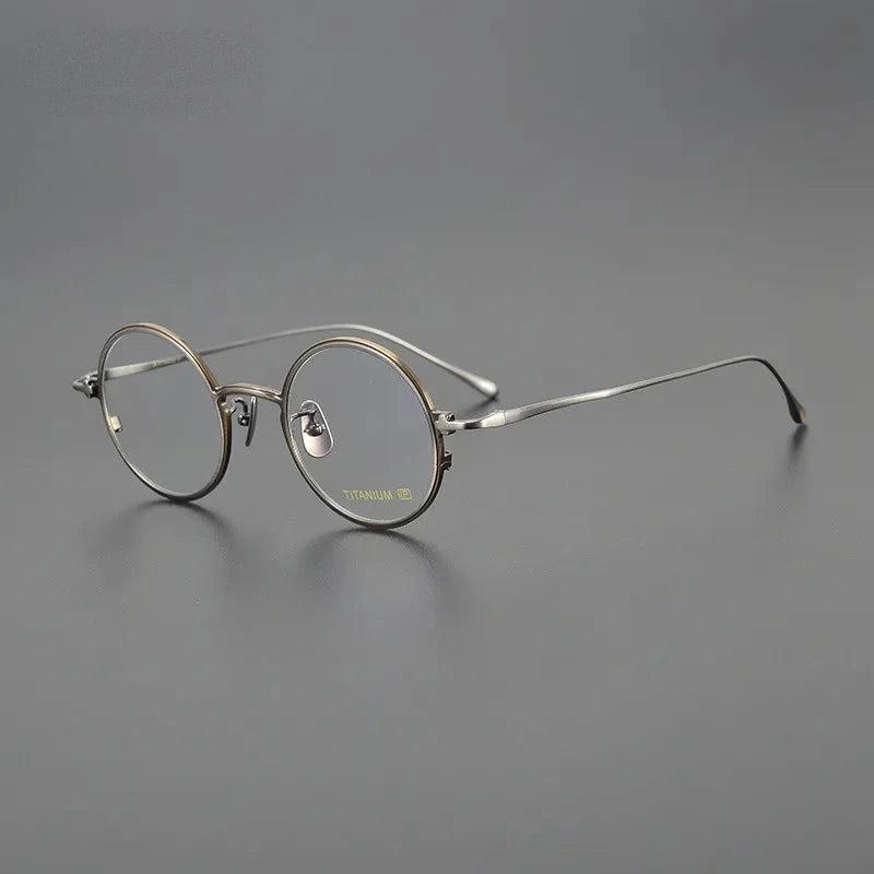 Aimee Unisex Full Rim Retro Round Pure Titanium Eyeglasses RT46 - Bronze-Gun | Aimee at FuzWeb