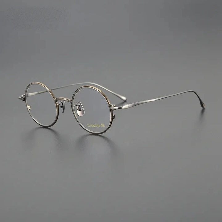 Aimee Unisex Full Rim Retro Round Pure Titanium Eyeglasses RT46 - Bronze-Gun | Aimee at FuzWeb