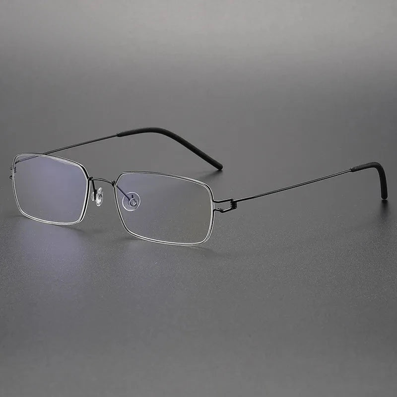 Aimee Unisex Full Rim Square Screwless Titanium Eyeglasses Tim - Black | Aimee at FuzWeb
