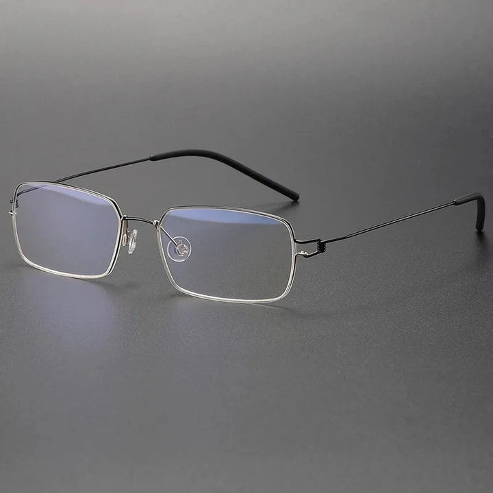 Aimee Unisex Full Rim Square Screwless Titanium Eyeglasses Tim - Black-Golden | Aimee at FuzWeb