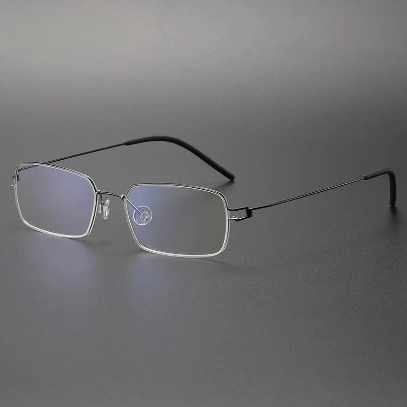 Aimee Unisex Full Rim Square Screwless Titanium Eyeglasses Tim - Black-Silver | Aimee at FuzWeb