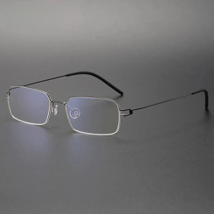 Aimee Unisex Full Rim Square Screwless Titanium Eyeglasses Tim - Black-Silver | Aimee at FuzWeb