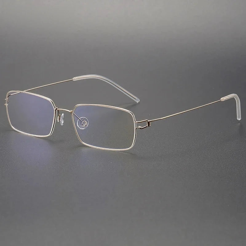 Aimee Unisex Full Rim Square Screwless Titanium Eyeglasses Tim - Golden | Aimee at FuzWeb