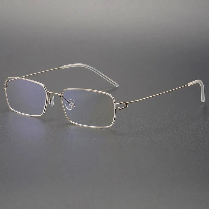 Aimee Unisex Full Rim Square Screwless Titanium Eyeglasses Tim - Golden | Aimee at FuzWeb