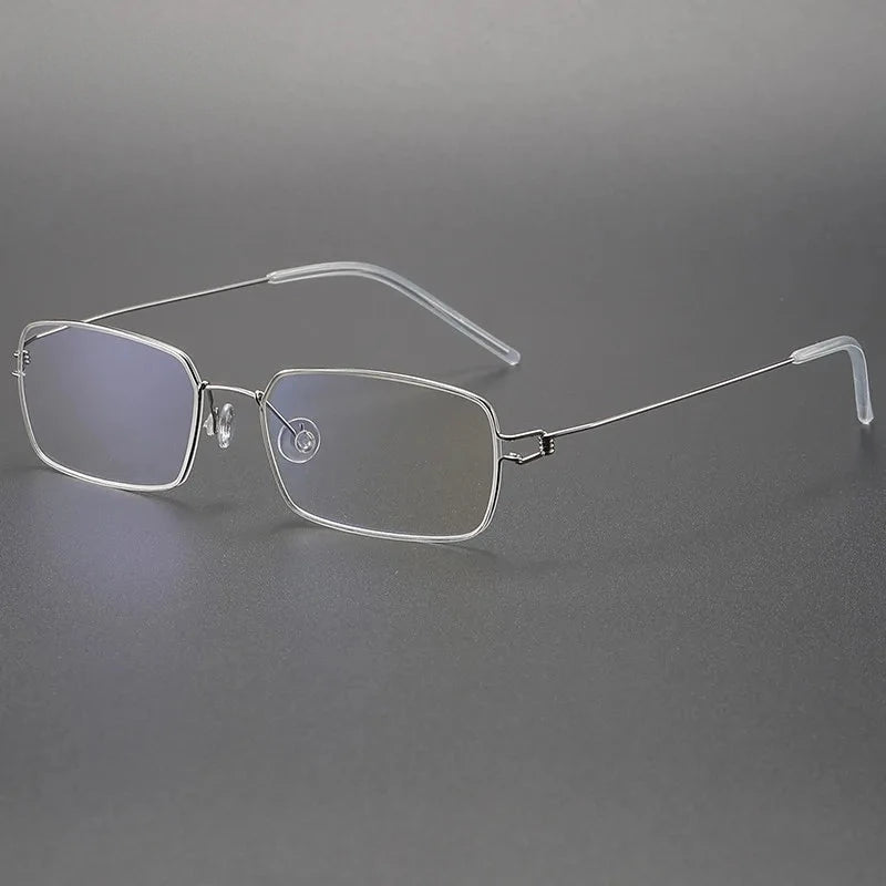 Aimee Unisex Full Rim Square Screwless Titanium Eyeglasses Tim - Silver | Aimee at FuzWeb
