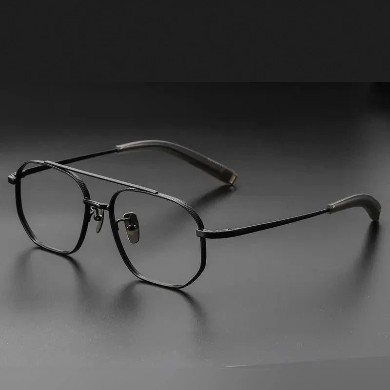 Aimee Unisex Full Rim Big Square Double Bridge Titanium Eyeglasses 5816 - BLACK