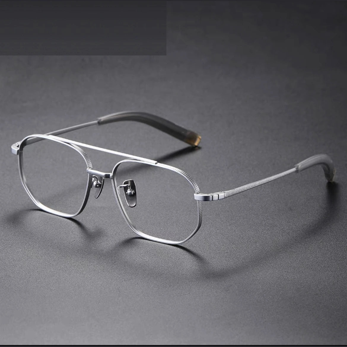 Aimee Unisex Full Rim Big Square Double Bridge Titanium Eyeglasses 5816 - SILVER