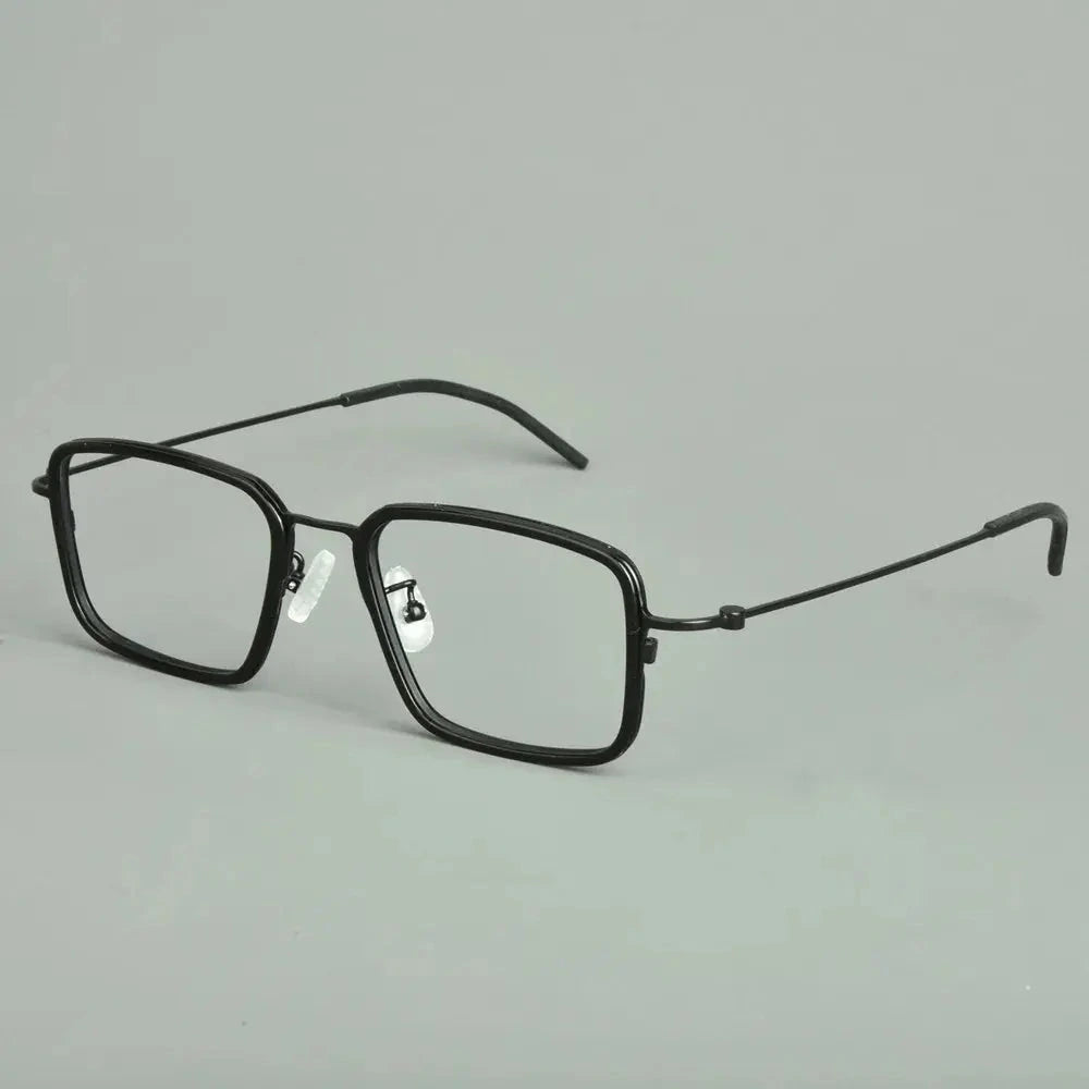 Aimee Unisex Full Rim Big Square Titanium Acetate Eyeglasses 481501 - Black