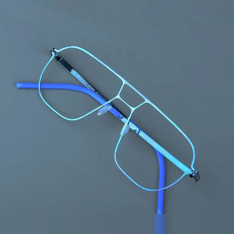 Aimee Unisex Full Rim Double Bridge Square Steel Eyeglasses14616 - Blue