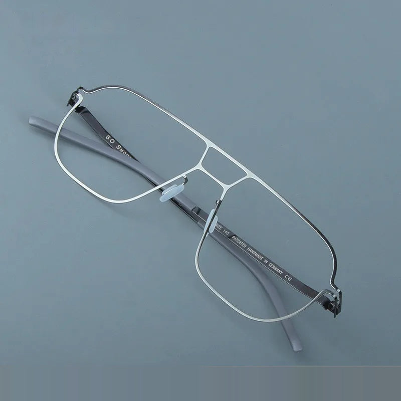 Aimee Unisex Full Rim Double Bridge Square Steel Eyeglasses14616 - Gun-Grey