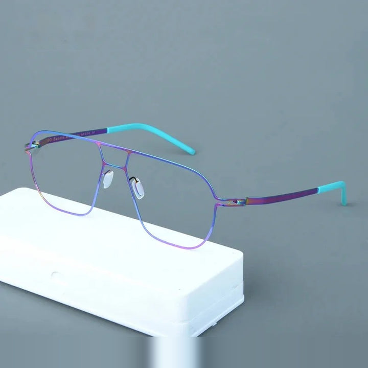 Aimee Unisex Full Rim Double Bridge Square Steel Eyeglasses14616 - Mulit