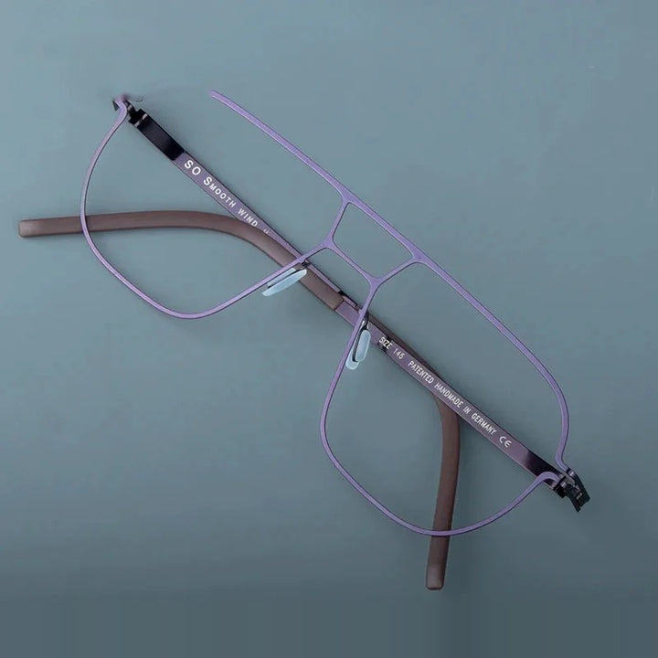 Aimee Unisex Full Rim Double Bridge Square Steel Eyeglasses14616 - Purple