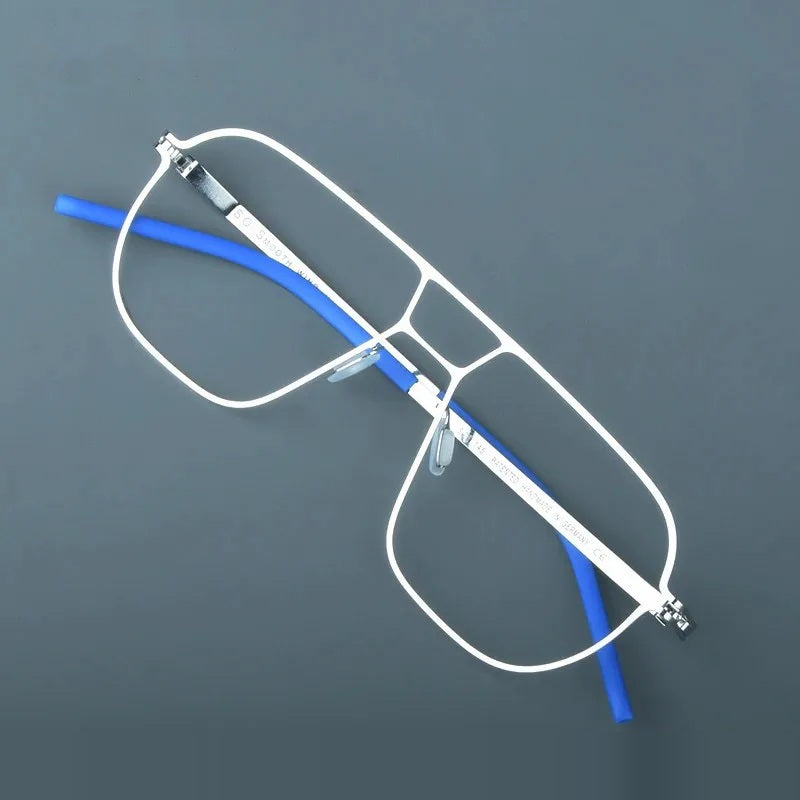 Aimee Unisex Full Rim Double Bridge Square Steel Eyeglasses14616 - Silver
