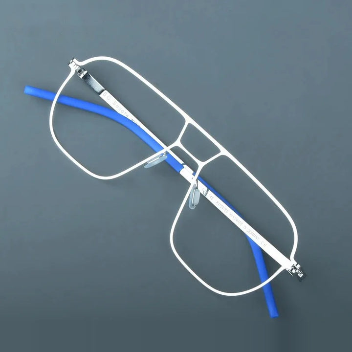 Aimee Unisex Full Rim Double Bridge Square Steel Eyeglasses14616 - Silver