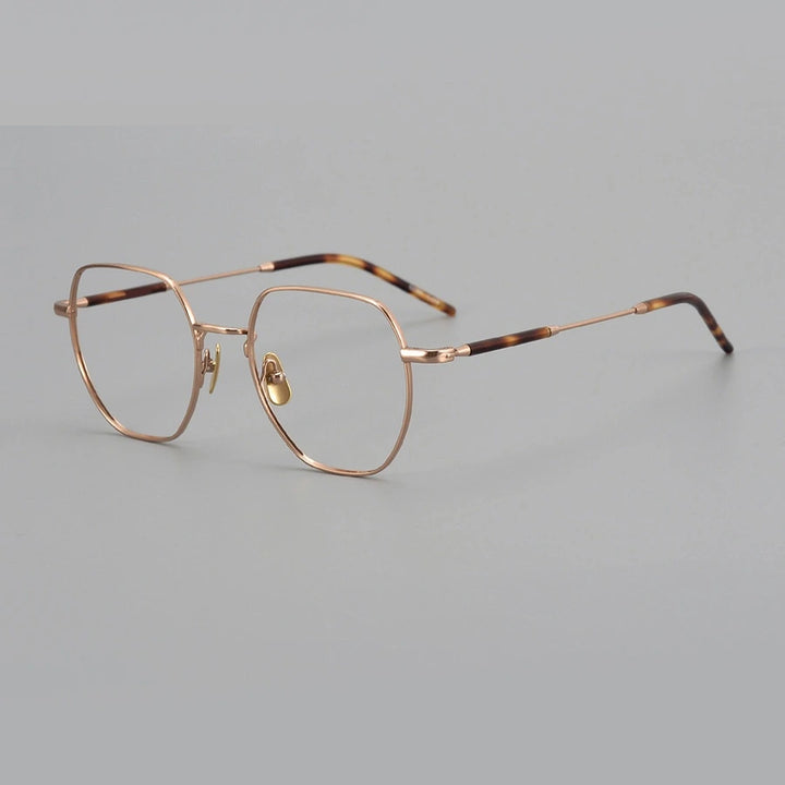 Aimee Unisex Full Rim Flat Top Polygon Oval Titanium Eyeglasses 236649 - Tortoise-Pink