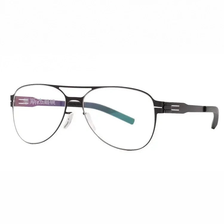 Aimee Unisex Full Rim Oval Double Bridge Stainless Steel Eyeglasses 21201 - black