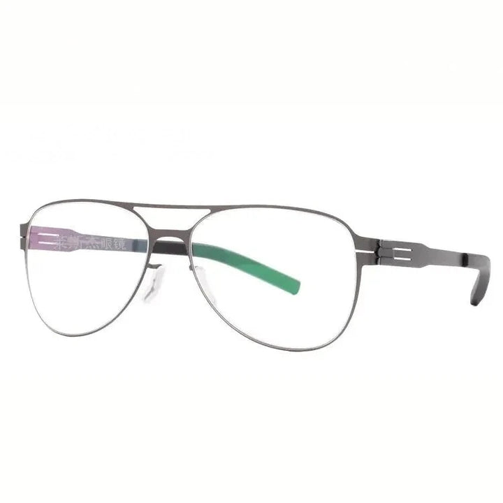 Aimee Unisex Full Rim Oval Double Bridge Stainless Steel Eyeglasses 21201 - GRAY