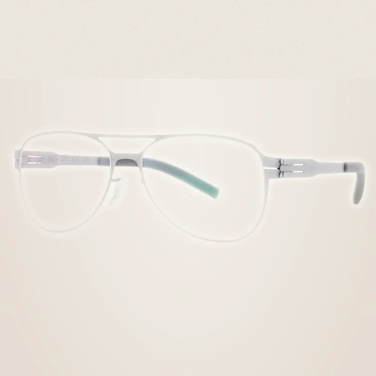 Aimee Unisex Full Rim Oval Double Bridge Stainless Steel Eyeglasses 21201 - Silver