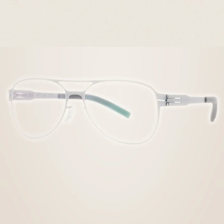 Aimee Unisex Full Rim Oval Double Bridge Stainless Steel Eyeglasses 21201 - Silver