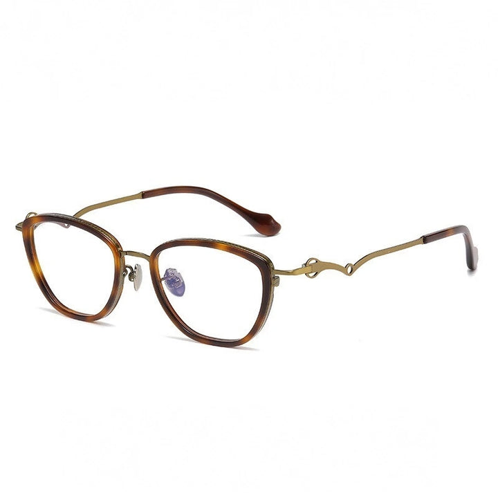 Aimee Unisex Full Rim Oval Polygon Titanium Acetate Eyeglasses 60891 - Tortoise-Brown