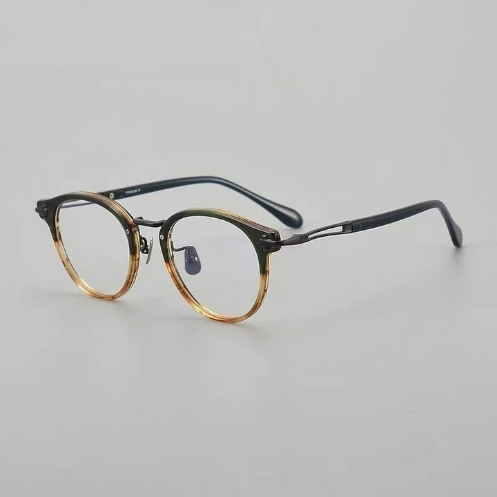 Aimee Unisex Full Rim Oval Round Titanium Acetate Eyeglasses 462148 - Black-Tortoise