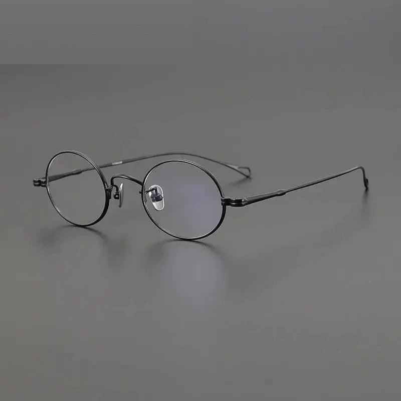 Aimee Unisex Full Rim Oval Round Titanium Eyeglasses 50501 - Black-Gun