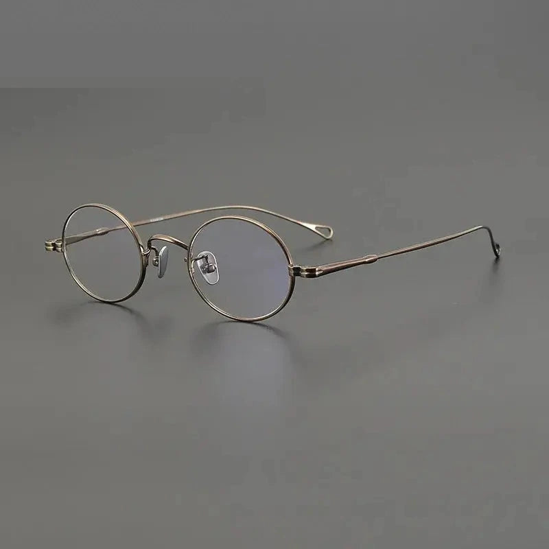 Aimee Unisex Full Rim Oval Round Titanium Eyeglasses 50501 - Bronze