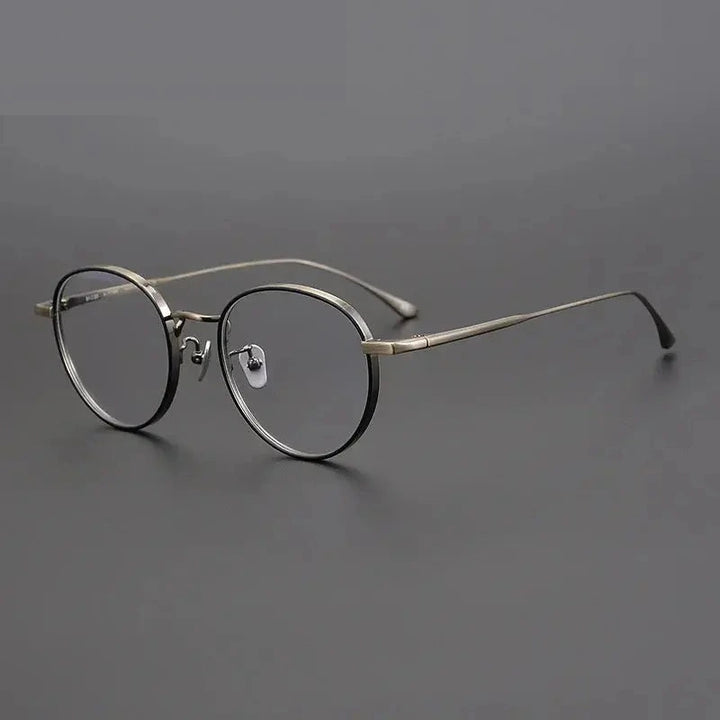 Aimee Unisex Full Rim Oval Round Titanium Eyeglasses 84511 - Brown