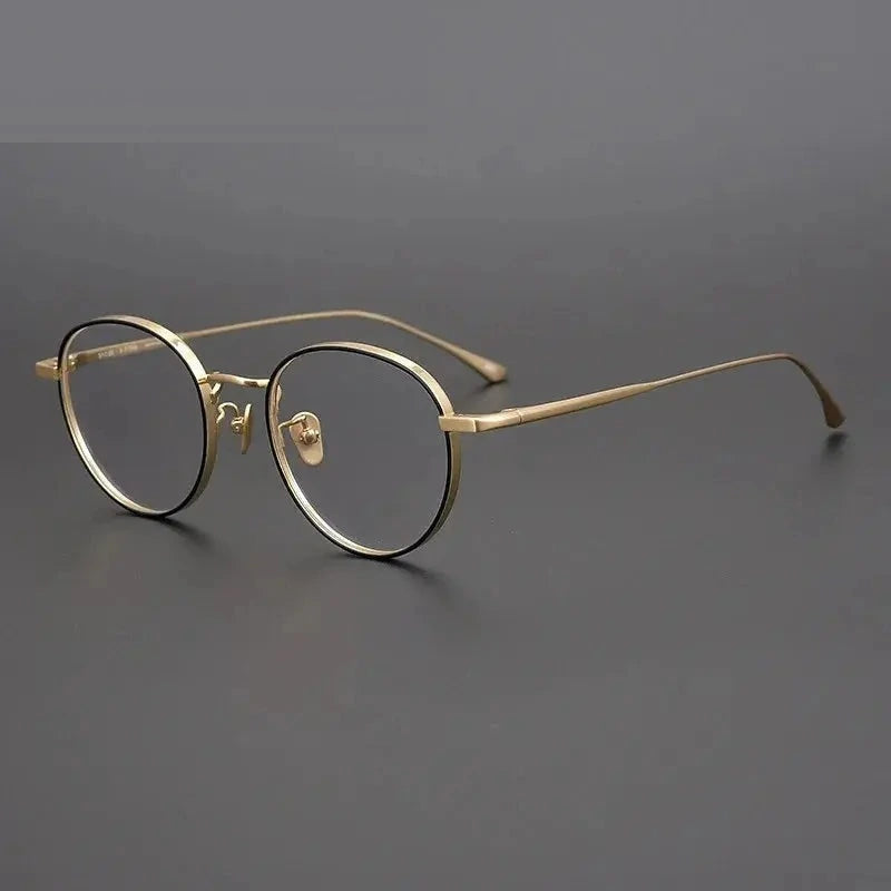 Aimee Unisex Full Rim Oval Round Titanium Eyeglasses 84511 - Golden