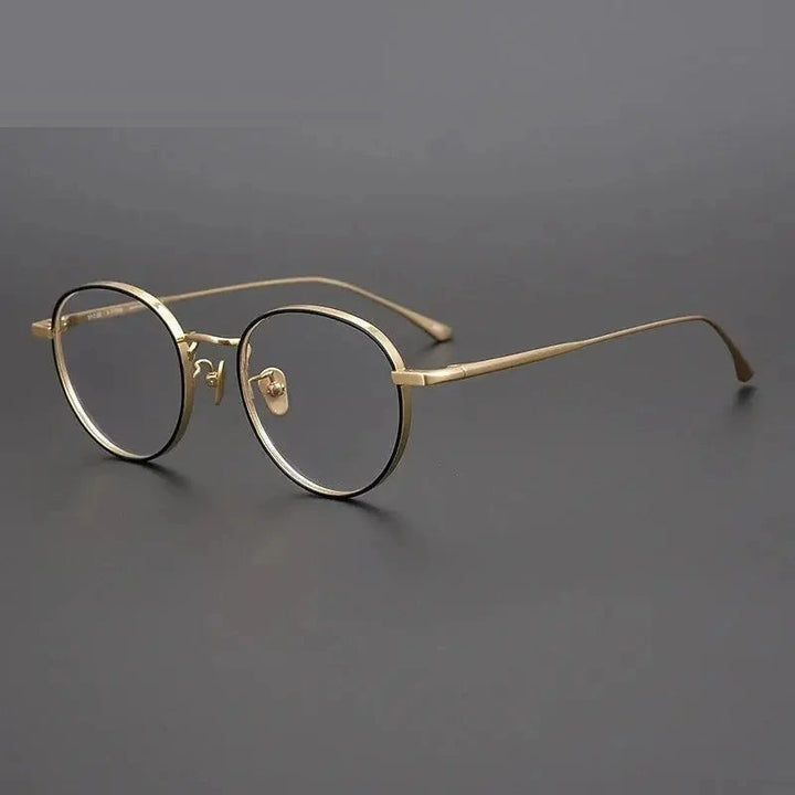 Aimee Unisex Full Rim Oval Round Titanium Eyeglasses 84511 - Golden