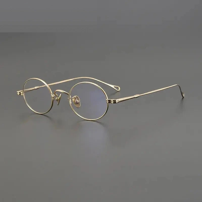 Aimee Unisex Full Rim Oval Round Titanium Eyeglasses 50501 - Golden
