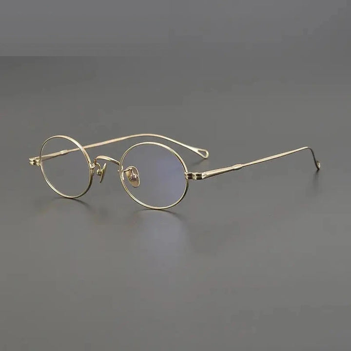 Aimee Unisex Full Rim Oval Round Titanium Eyeglasses 50501 - Golden