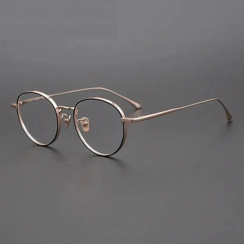 Aimee Unisex Full Rim Oval Round Titanium Eyeglasses 84511 - Rose Golden