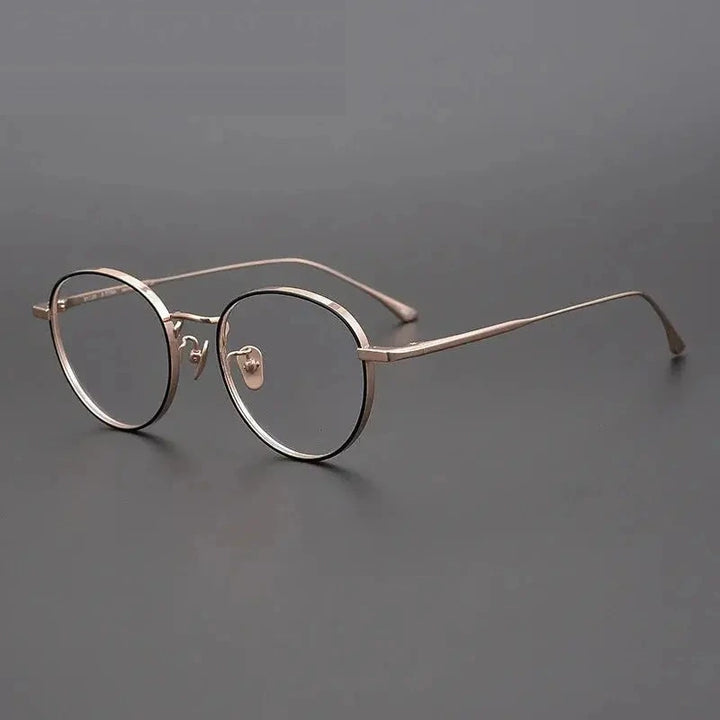 Aimee Unisex Full Rim Oval Round Titanium Eyeglasses 84511 - Rose Golden