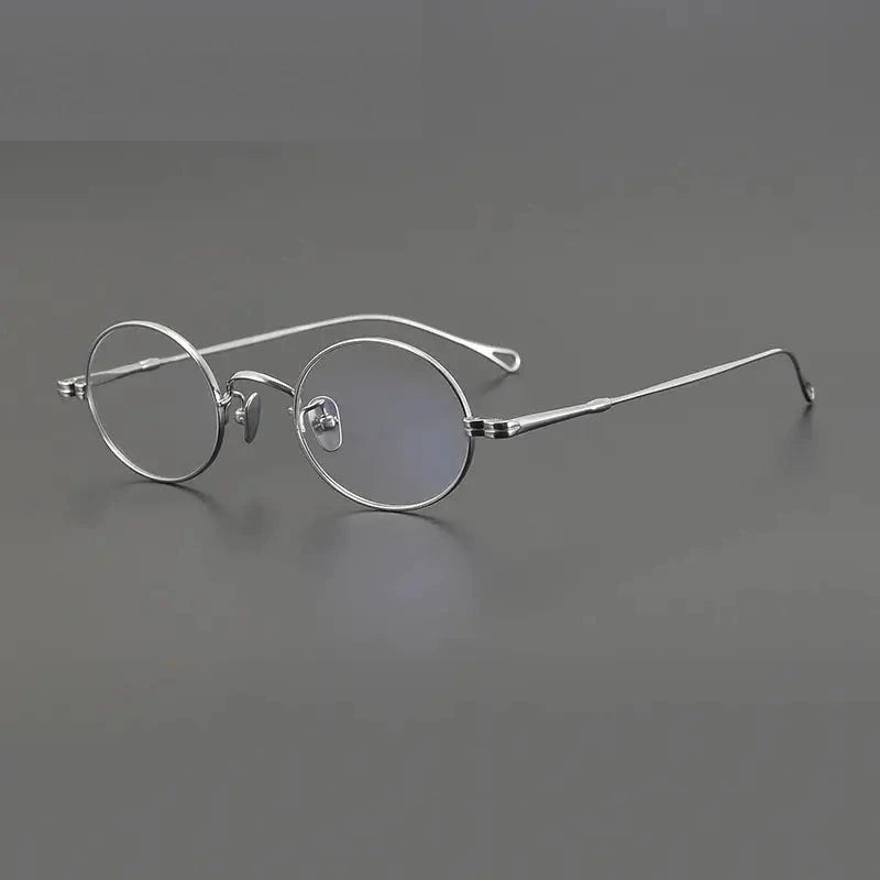 Aimee Unisex Full Rim Oval Round Titanium Eyeglasses 50501 - Silver