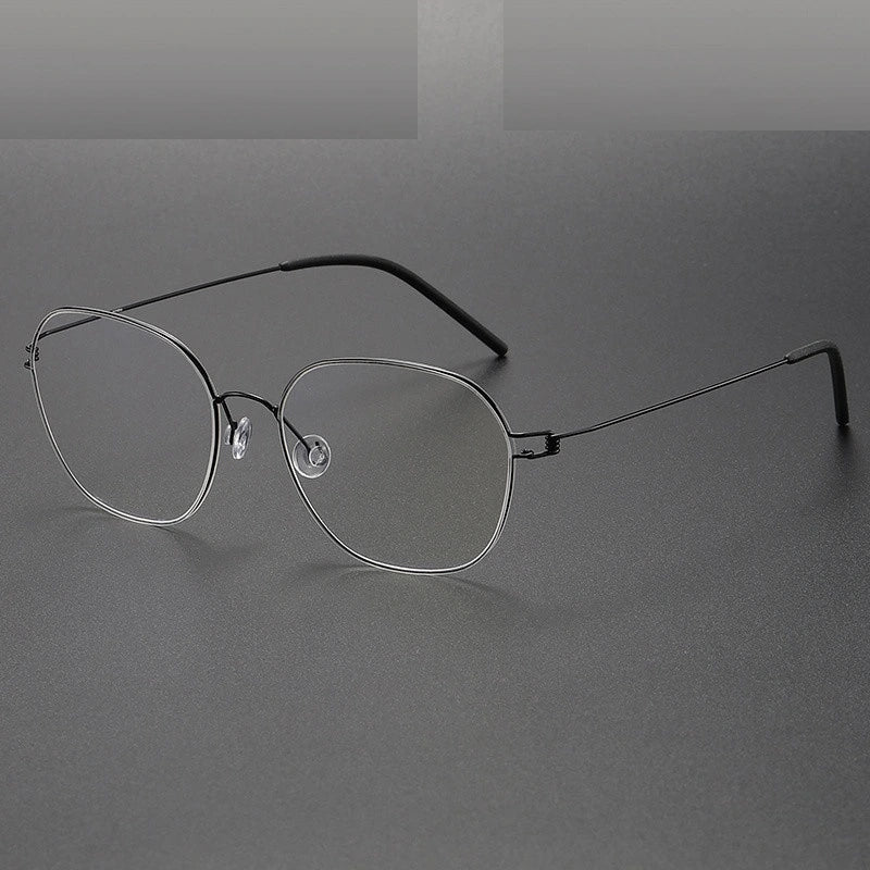 Aimee Unisex Full Rim Oval Square Screwless Titanium Eyeglasses 5417 - Black