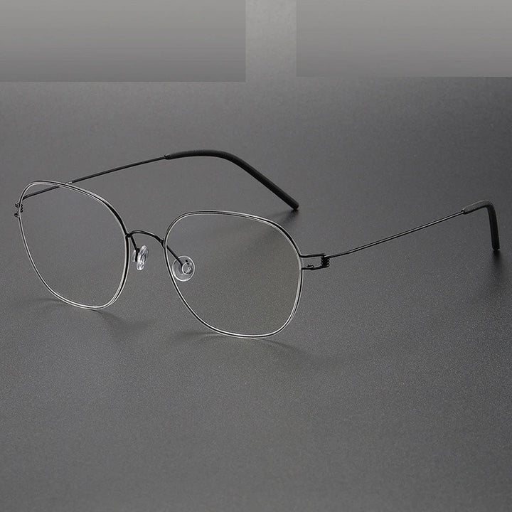 Aimee Unisex Full Rim Oval Square Screwless Titanium Eyeglasses 5417 - Black