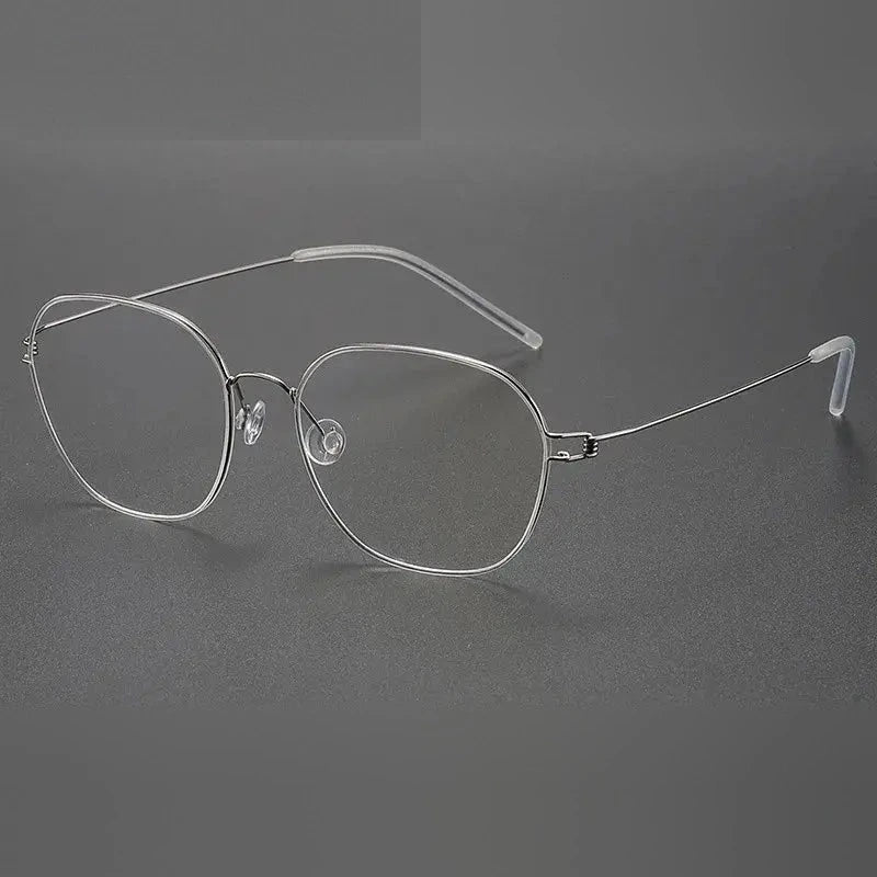 Aimee Unisex Full Rim Oval Square Screwless Titanium Eyeglasses 5417 - Black-Silver