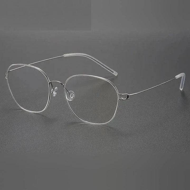 Aimee Unisex Full Rim Oval Square Screwless Titanium Eyeglasses 5417 - Black-Silver