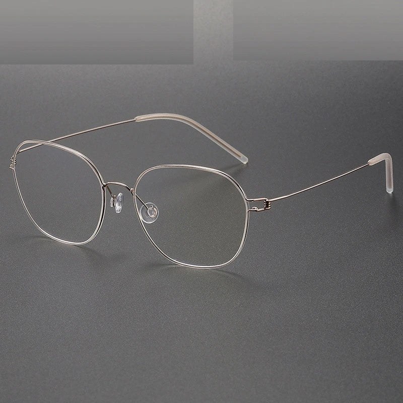Aimee Unisex Full Rim Oval Square Screwless Titanium Eyeglasses 5417 - Golden
