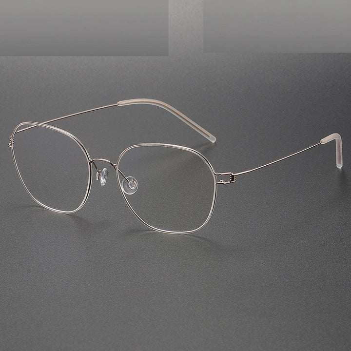 Aimee Unisex Full Rim Oval Square Screwless Titanium Eyeglasses 5417 - Golden
