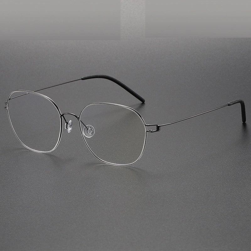 Aimee Unisex Full Rim Oval Square Screwless Titanium Eyeglasses 5417 - Gun-Gery