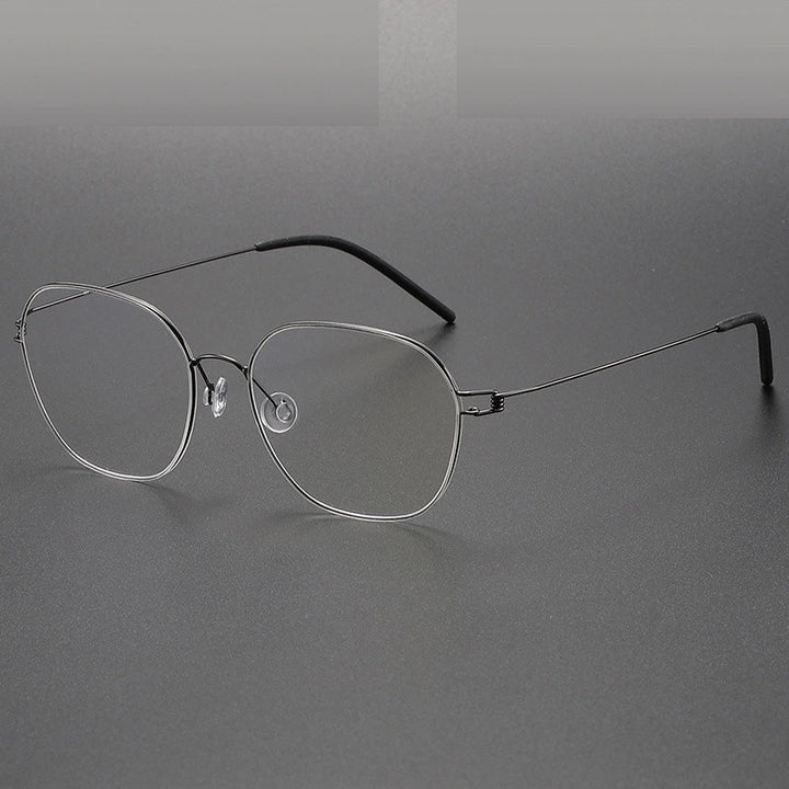 Aimee Unisex Full Rim Oval Square Screwless Titanium Eyeglasses 5417 - Gun-Gery