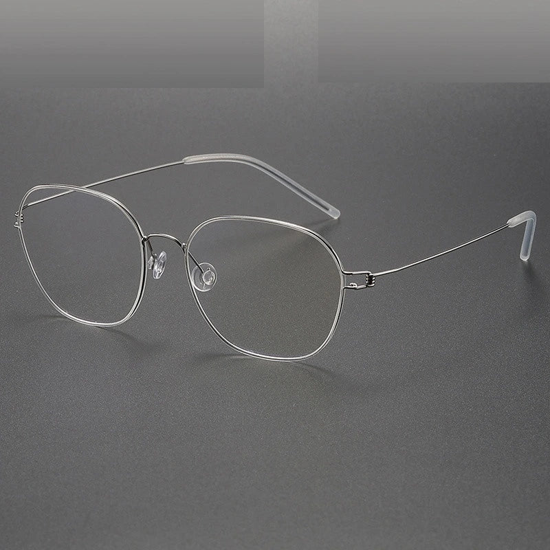 Aimee Unisex Full Rim Oval Square Screwless Titanium Eyeglasses 5417 - Silver