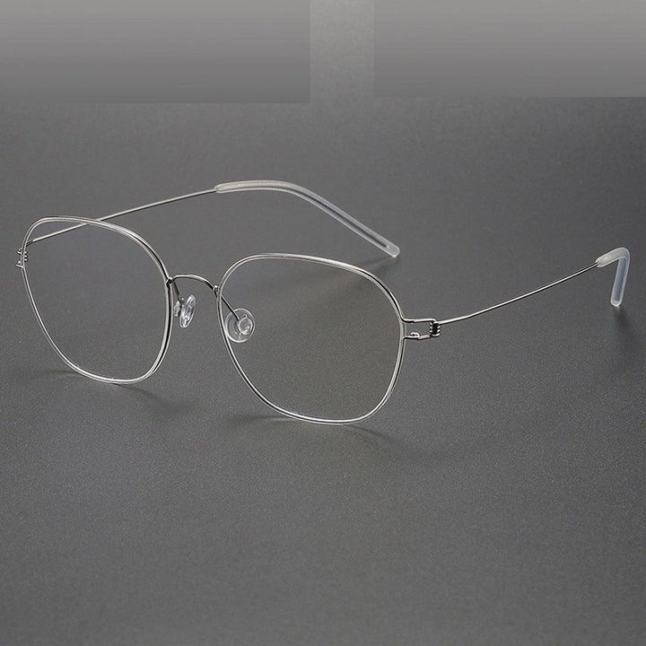 Aimee Unisex Full Rim Oval Square Screwless Titanium Eyeglasses 5417 - Silver