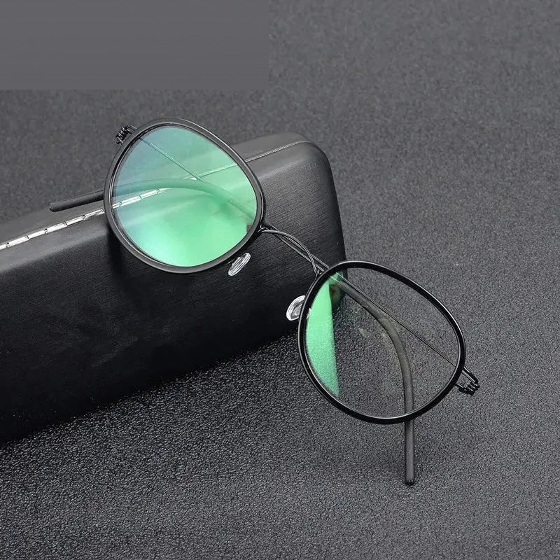 Aimee Unisex Full Rim Oval Square Titanium Acetate Eyeglasses 462440 - Black