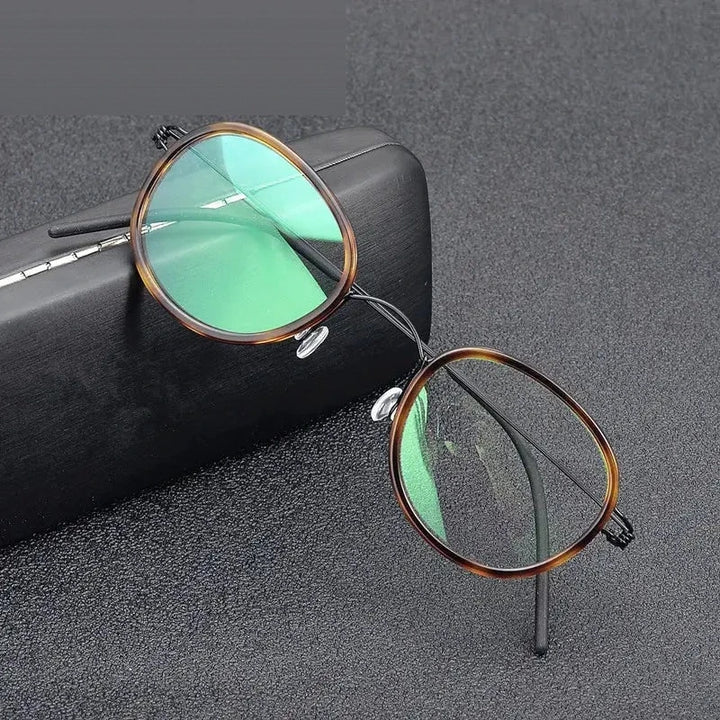 Aimee Unisex Full Rim Oval Square Titanium Acetate Eyeglasses 462440 - Tortoise Black