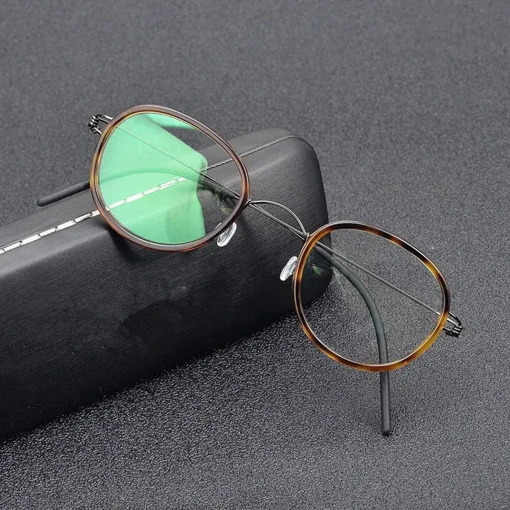 Aimee Unisex Full Rim Oval Square Titanium Acetate Eyeglasses 462440 - Tortoise Grey